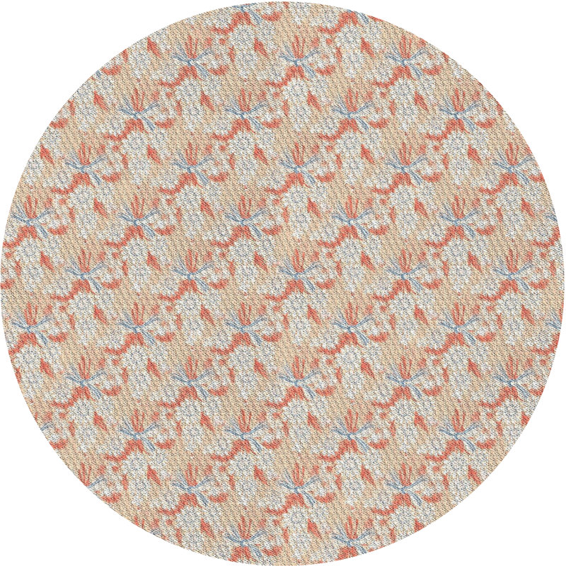 Tapis rose / crème Power Loom, Rond 3 pi