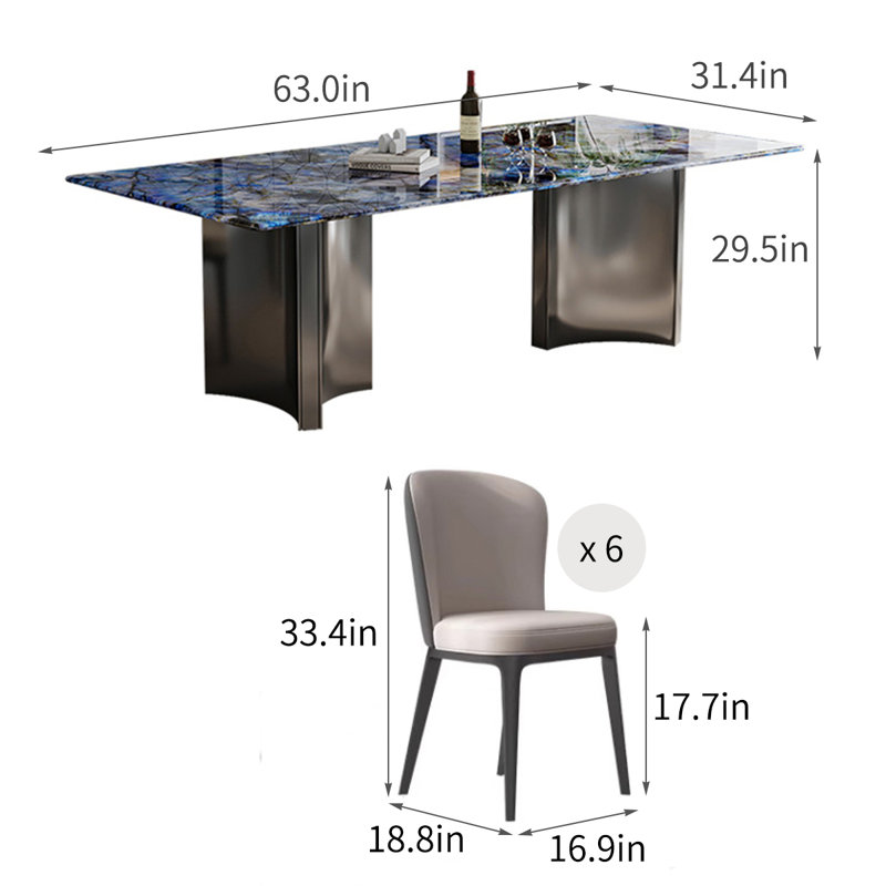 Ensemble de table de salle à manger Modern Luxury, H 29,5 po x L 63 po x l 31,4 po