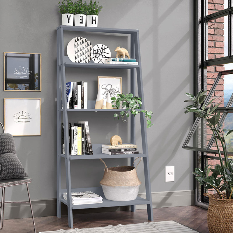 Aeden Ladder Bookcase, Textured Grey