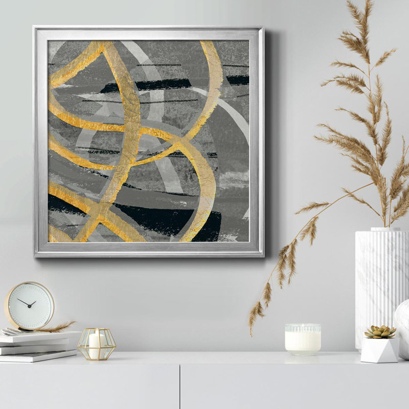 «Gray Dance II», art textuel sur toile, Argent, H 30,5 po x l 30,5 po x P 1,5 po