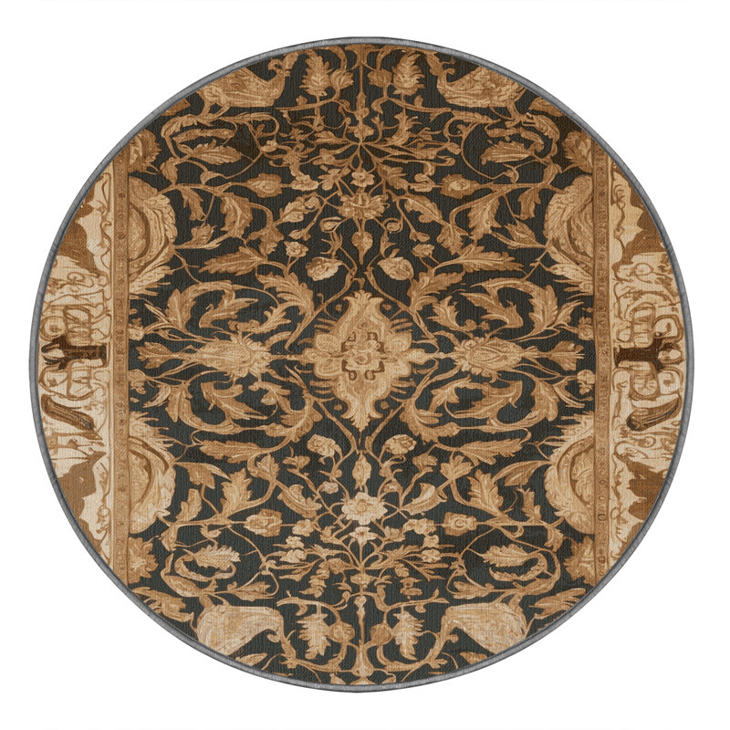 Tapis brun lavable à la machine, Rond 7 pi