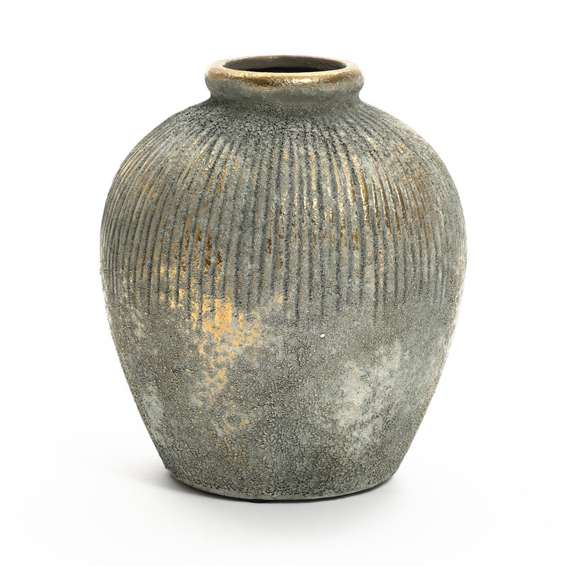Rustic Gold and Brown Terracotta 8.7-Inch Tall Bud Vase