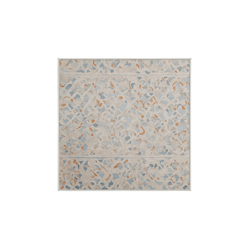 Machine Washable Beige Area Rug, Square 7'