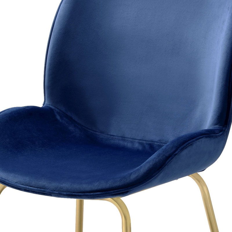 Ensemble de deux chaises d'appoint à oreilles en velours bleu et or