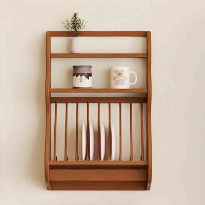 Tablettes étagées murales en bois massif, présentoir à décor moderne pour chambre à coucher, salle de bain, cuisine, salon