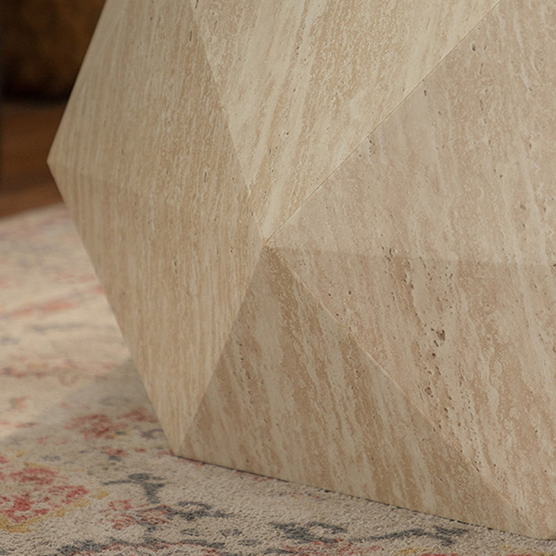 Table basse ronde moderne en bois manufacturé beige