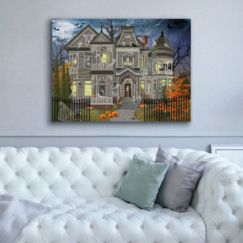 «Halloween House» par Bigelow, illustrations sur toile, H 40 po x l 54 po x P 1,5 po