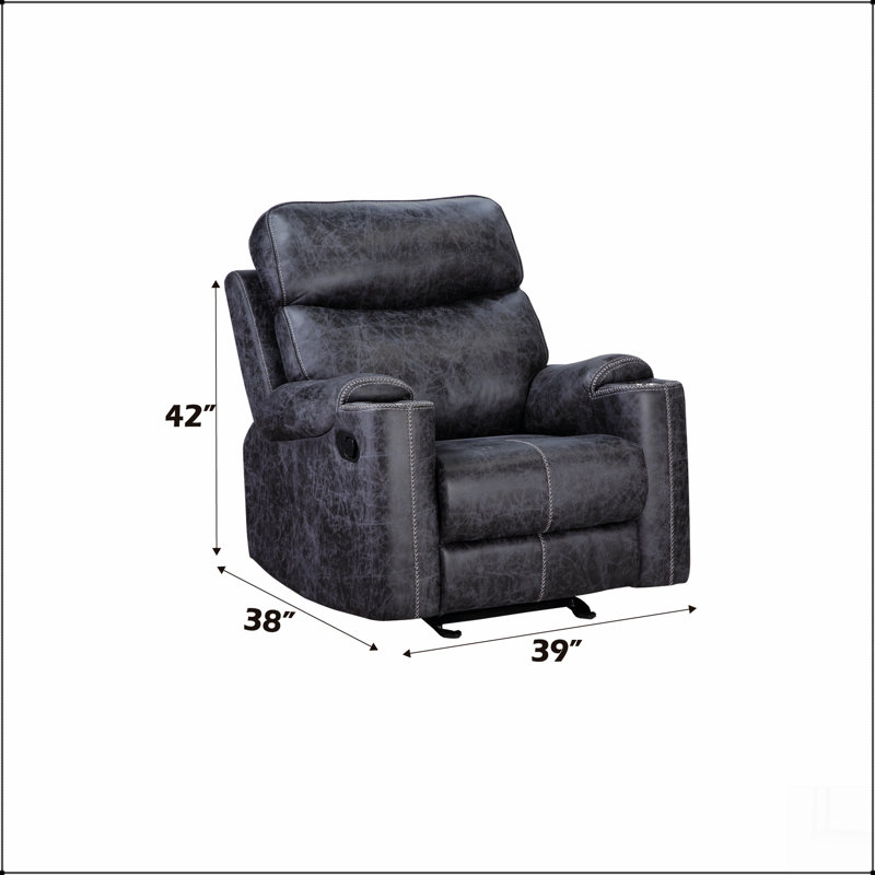 Fauteuil inclinable manuel en microfibre gris Hirah avec fonction porte-gobelet