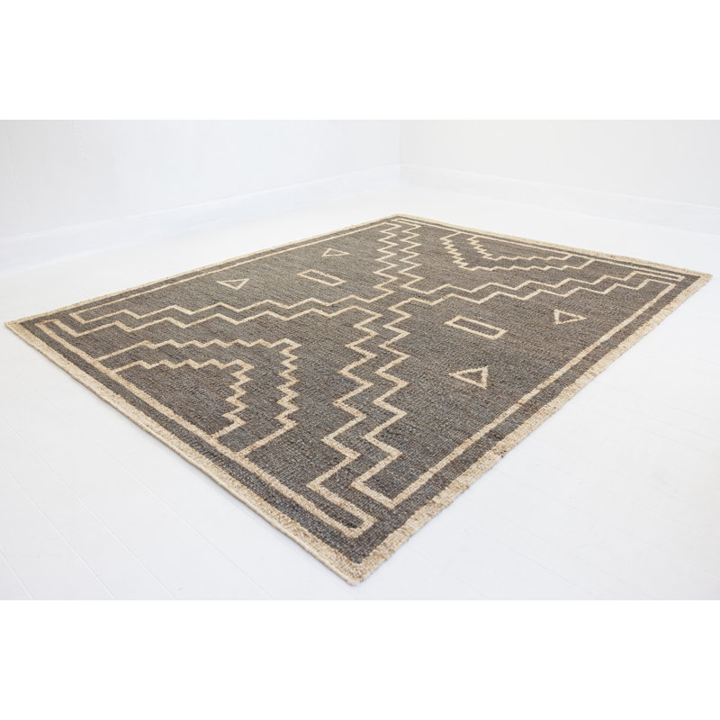 Wren Hand Knotted Jute / Sisal Geometric Area Rug, Rectangle 10' x 14'