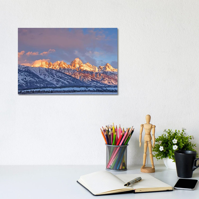 Winter Sunrise On The Tetons by Brian Wolf - Wrapped Canvas Print, 20.32 cm H x 30.48 cm W