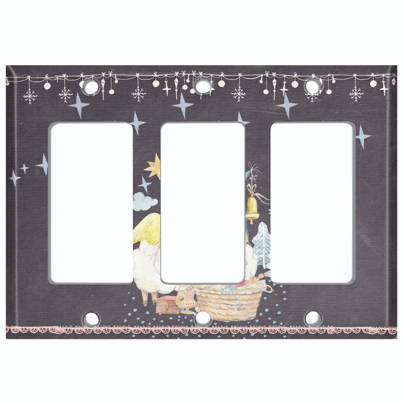 Plaque murale berçante Sheep Couple Night Stars Snow