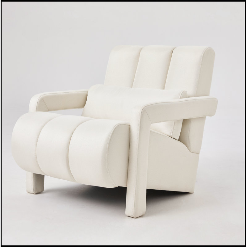 Fauteuil d'appoint rembourré confortable pour le salon et la chambre à coucher, rehaussant le décor, Beige