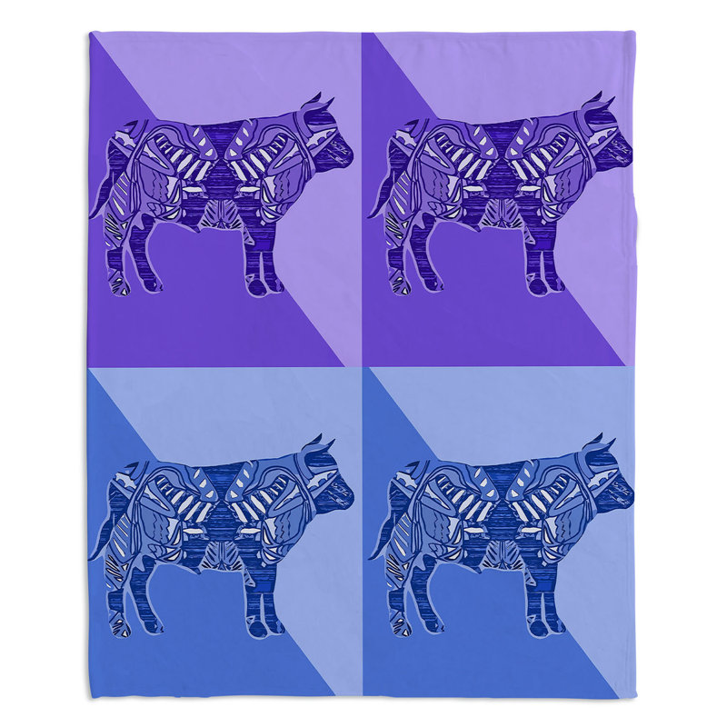 Jeté à vache pop , l 68 po x L 80 po, Bleu / Mauve
