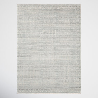 Indrakumar Teal Gray Hand-Knotted Rug