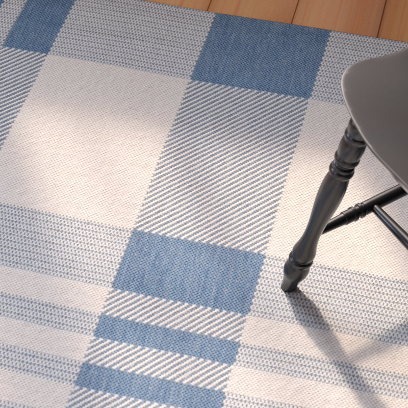 Debriana Performance Plaid Indoor/Outdoor Area Rug, Square 5'3"
