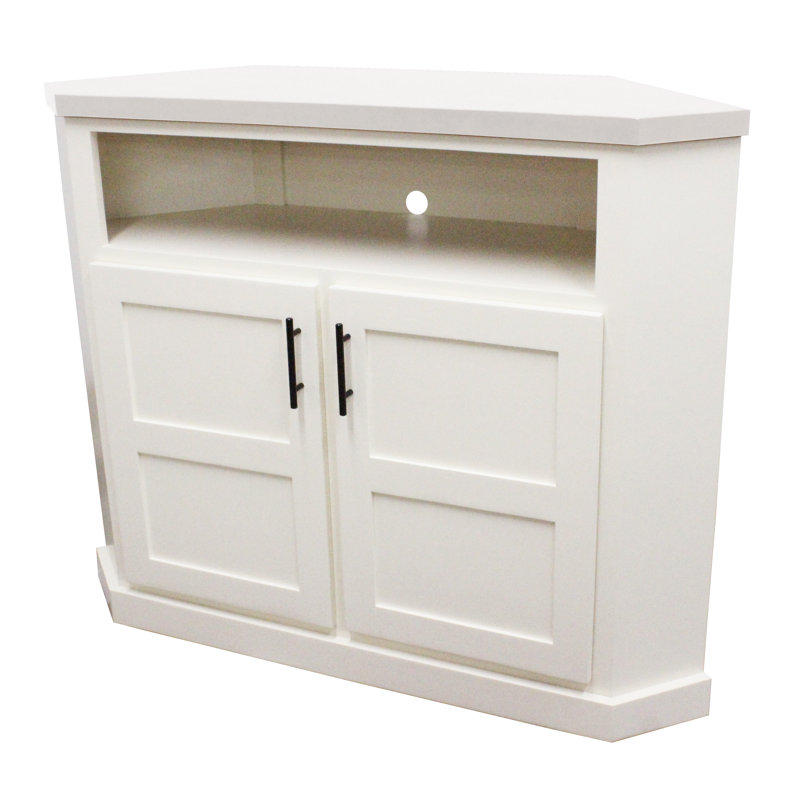 Meuble télé de coin Poplar Gala, H 40,5 po x L 50 po x l 17 po, Blanc doux