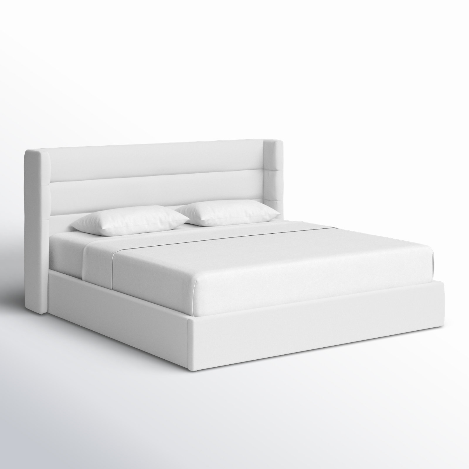 Doria Linen Upholstered Bed, King, White