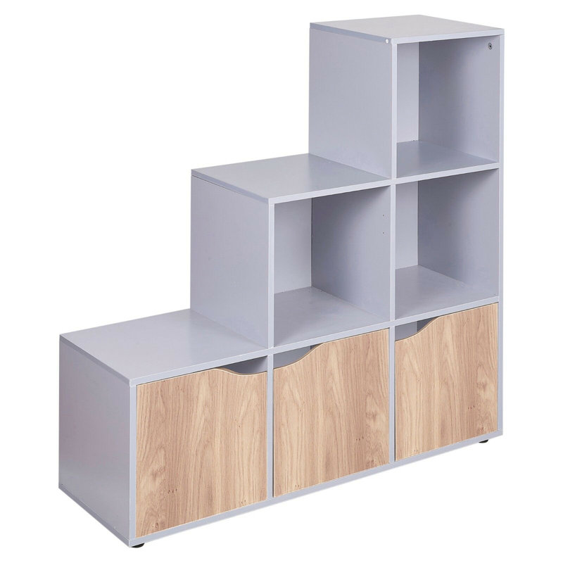 Ernest-Lee 90.5cm H x 89cm W Step Bookcase, Grey