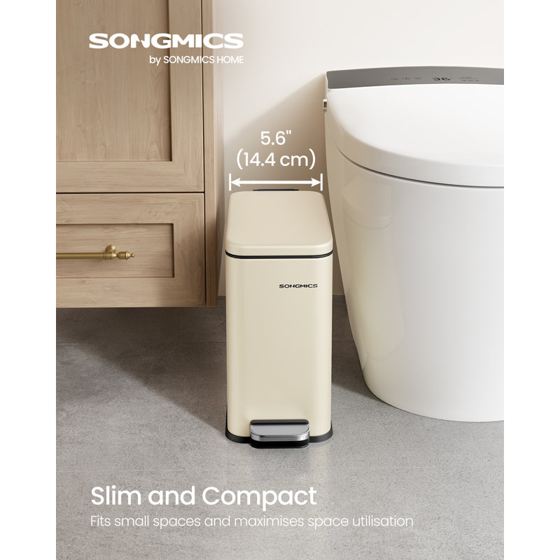 Saidah Metal Step On Kitchen Trash Can - 5L, Ivory