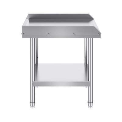 SUS201 Stainless Steel Work Table 24 x 24 Inch 1 Piece Silver with Backsplash