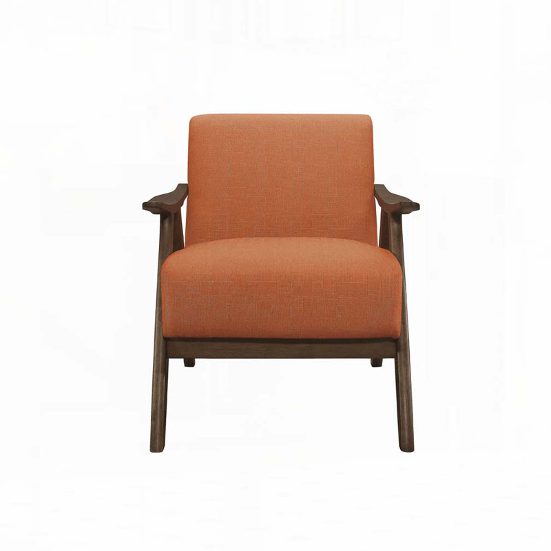 Fauteuil rembourré en bois, Orange, H 31,5 po x l 28,5 po x P 32 po