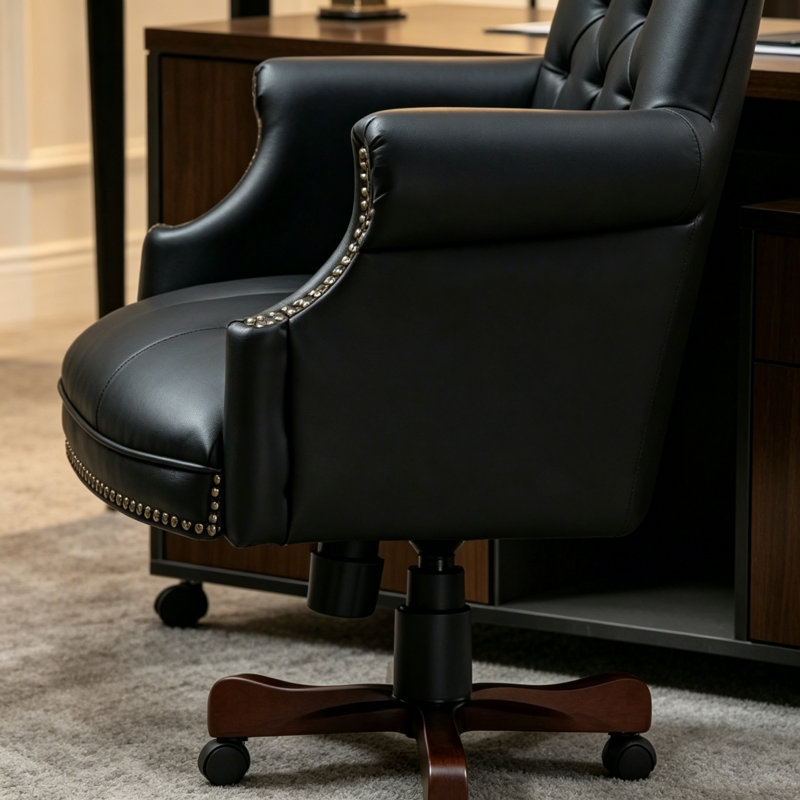 Executive Office Chair - High Back Reclining Comfortable Desk Chair PU Leather Desk Chair, Black