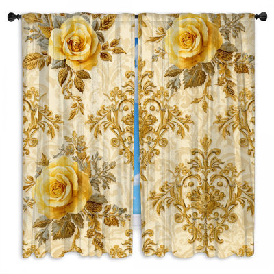 Rideaux de fenêtre damassés Yellow Roses