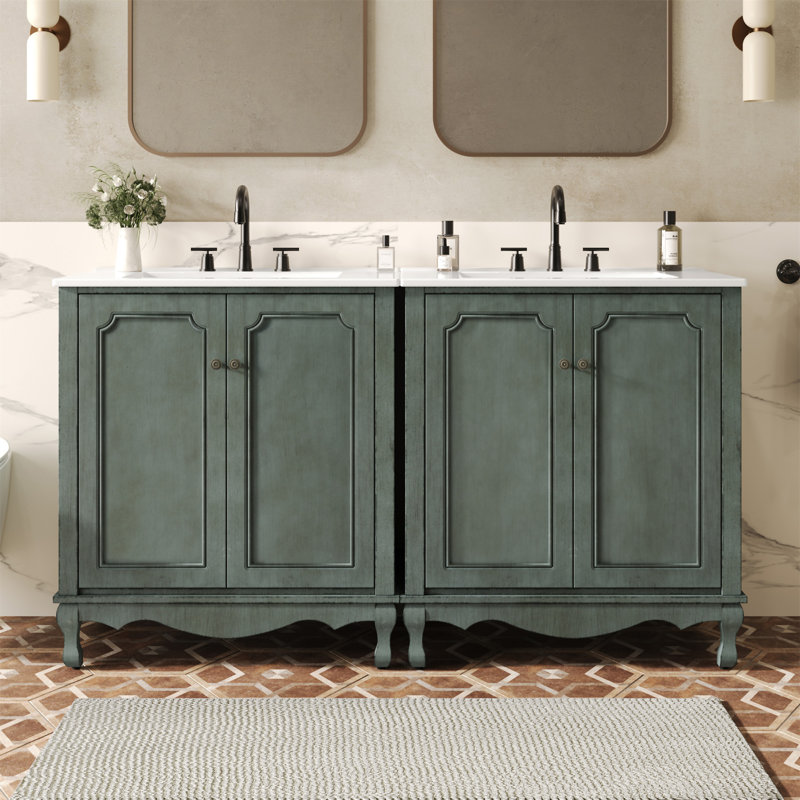 Ensemble de meuble-lavabo double 60 po, Sarcelle