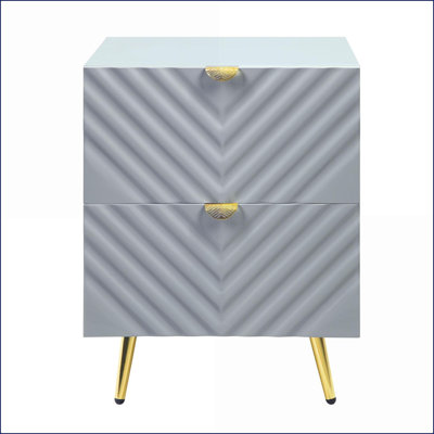 Table de chevet 2 tiroirs Gaines Grey