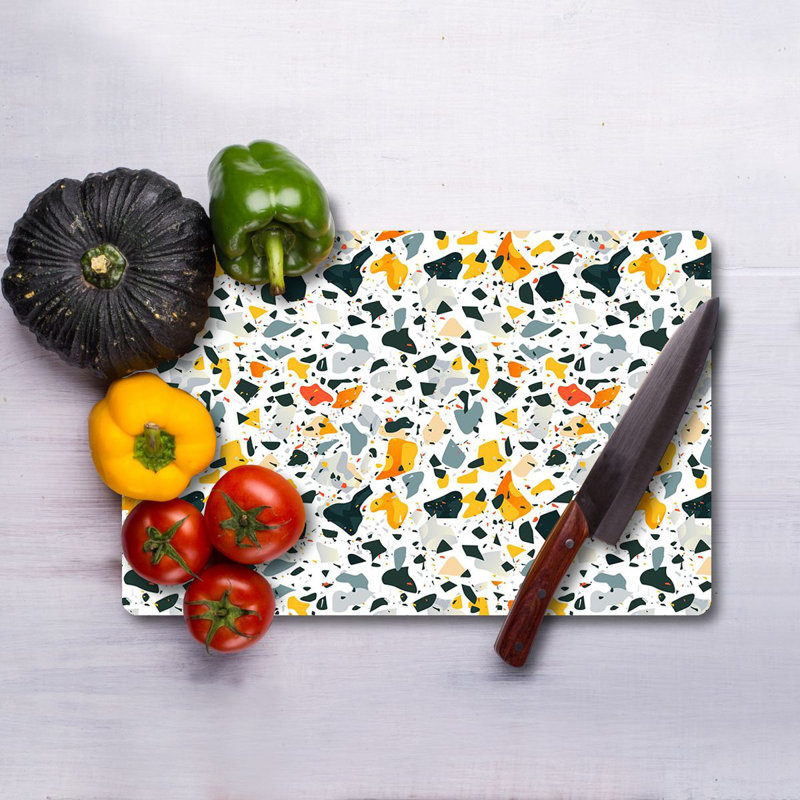 Flourish Premium Tempered Glass Cutting Board, 11.8 x 15.7 inches | Antibacterial, Easy Clean, Non-Slip Silicone Feet | 100% Durable Glass, Thickness: 0.16 inches | Ideal for Kitchen Prep, Safe & Stylish Cooking Solution