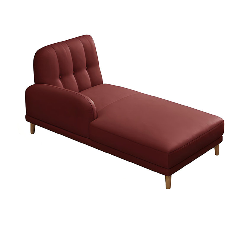 Chaise longue inclinable en simili cuir, Accoudoir à droite (vu de face), Rouge datte