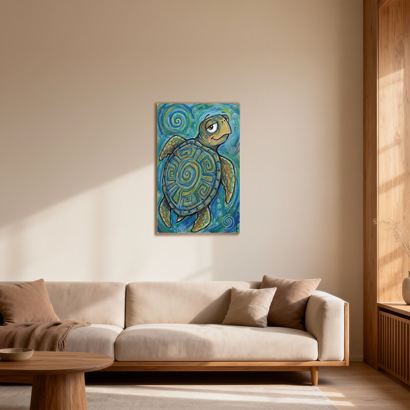 Animaux tortue colorée avec motif de coquille en spirale, H 16 po x l 24 po