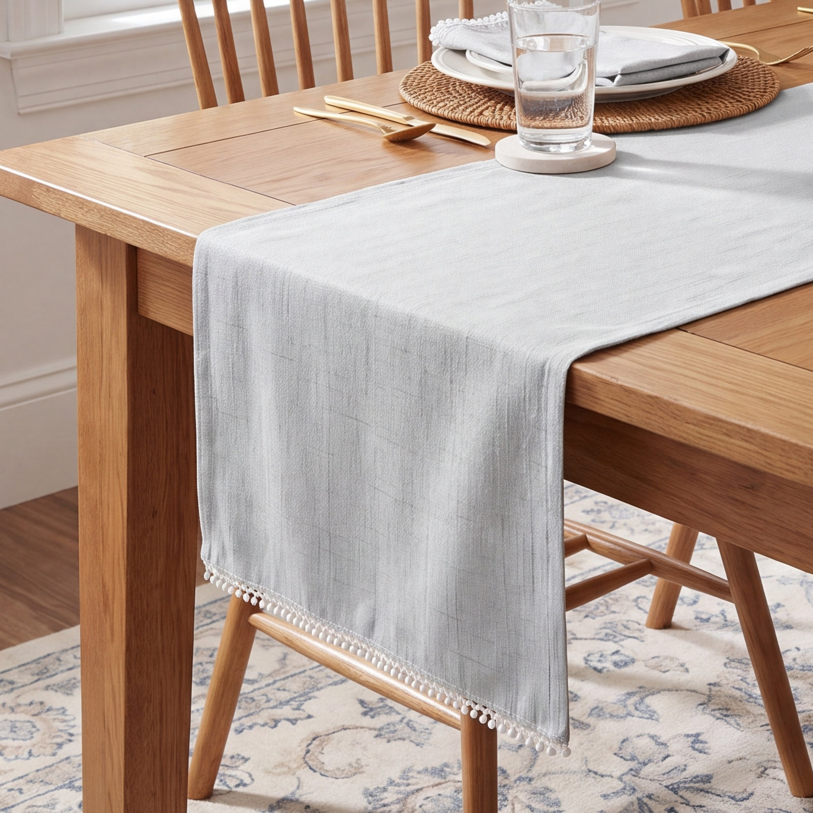 Lenox French Perle Runner, Natural, 90" Rectangle