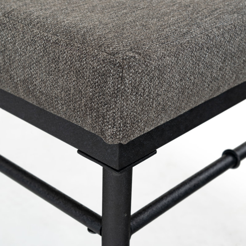 Ninette Linen And Metal Bench, Dark Gray