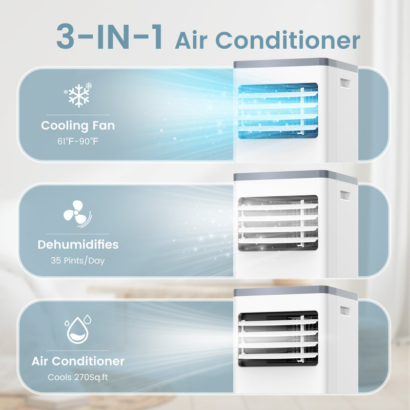 10,000 BTU Portable Air Conditioner, Dehumidifier & Fan, Standing Air Conditioner for Room, Portable AC unit with Remote Control & Window Kit for Bedroom/Dorm, LED Display