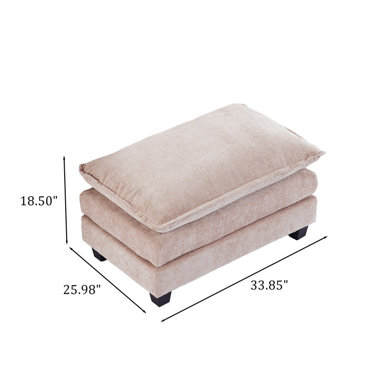 Repose-pieds rembourré en chenille, module de repose-pieds pour canapé modulaire, Kaki