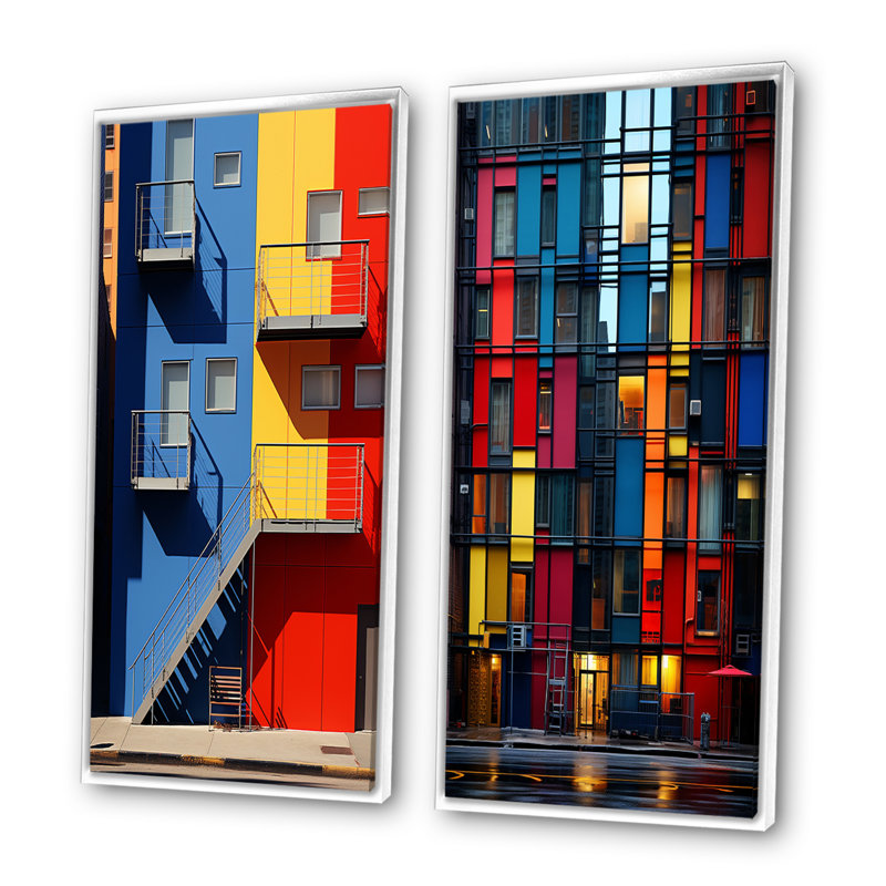 «Cityscape Street Vibations» 2 - pièces sur, Cadre blanc, H 20 po x l 24 po