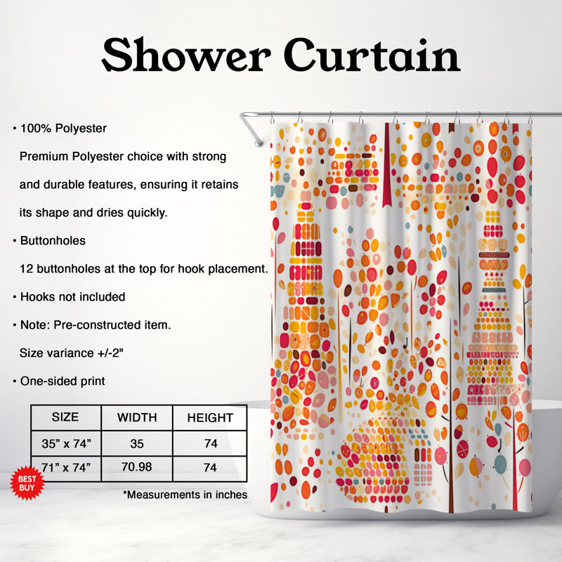 Rideau de douche Melise, H 74 po x l 71 po