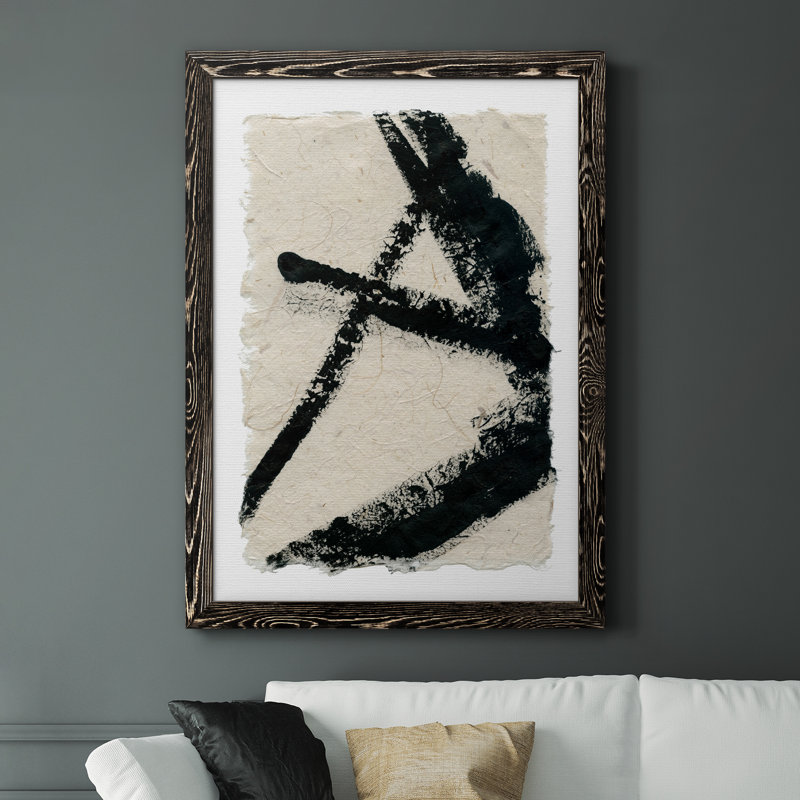 «Lines Crossed I», peinture sur toile encadrée, Cadre noir, H 37,5 po x l 27,5 po x P 1,5 po