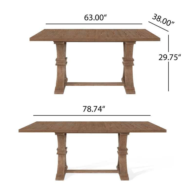 6 - Person Extendable Trestle Dining Set, Natural/Beige