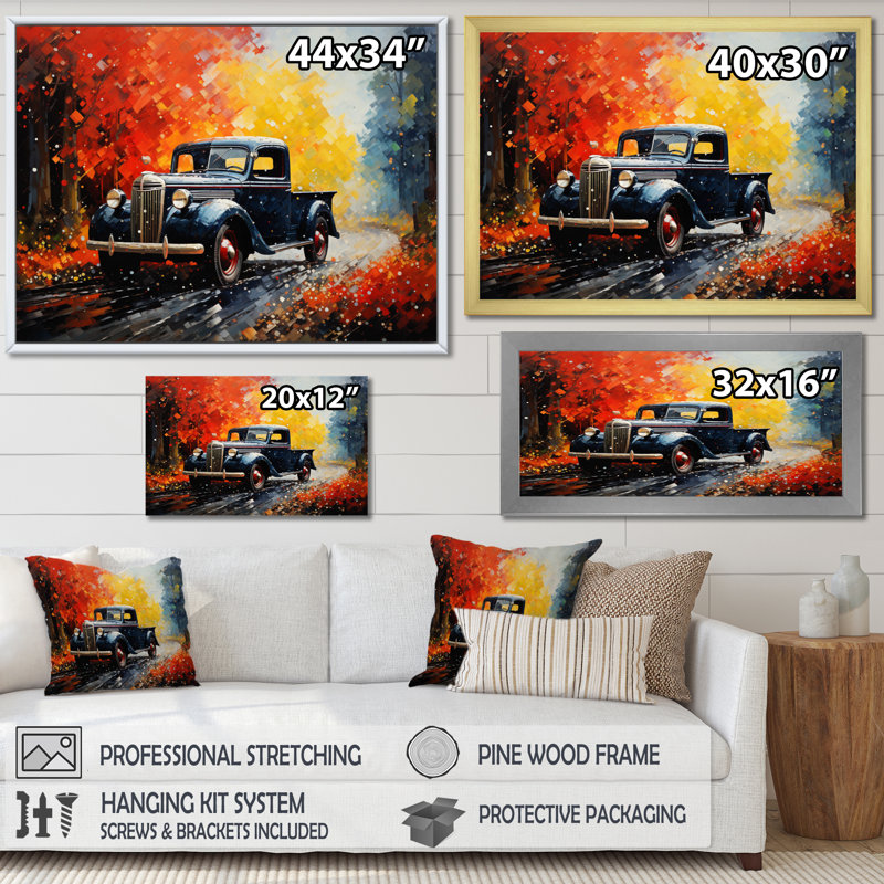 Camionnette colorée Road Legends II, Toile tendue, H 16 po x l 32 po x P 1 po