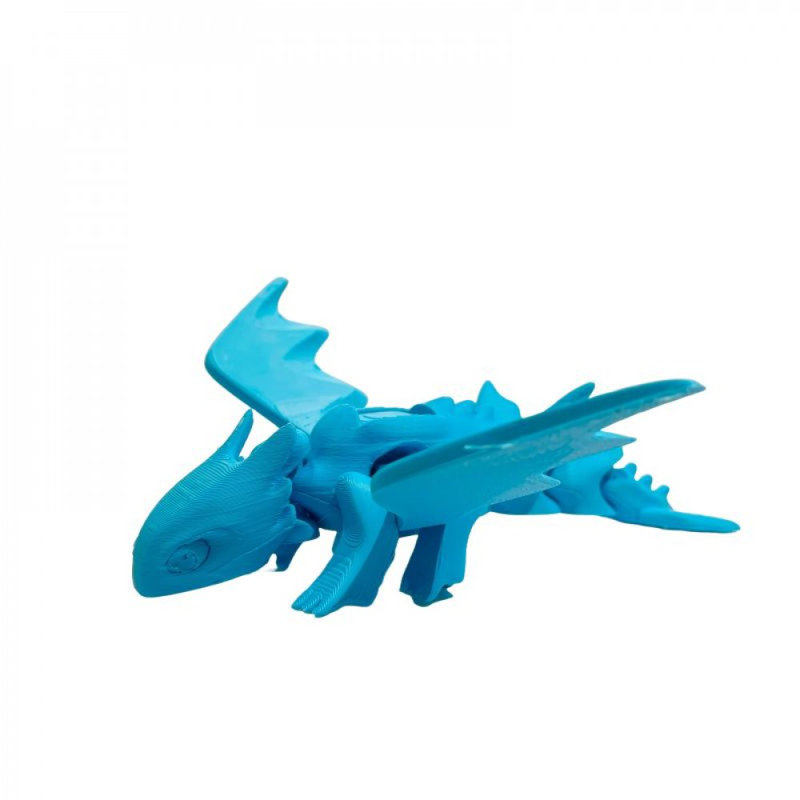 3D Printed Sky Blue Winged Dragon Figurine
