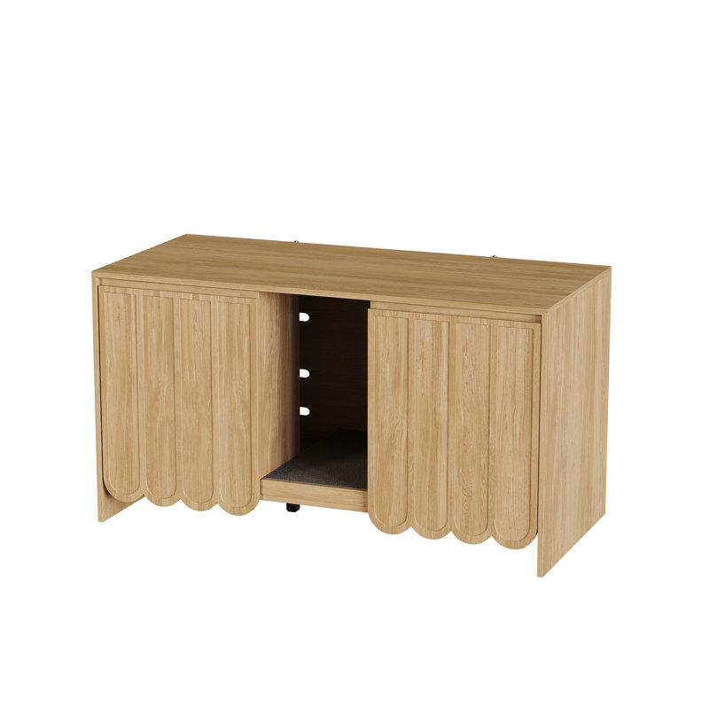 Enceinte vintage en bois pour litière pour chat, armoire de toilette cachée pour chat, Natural