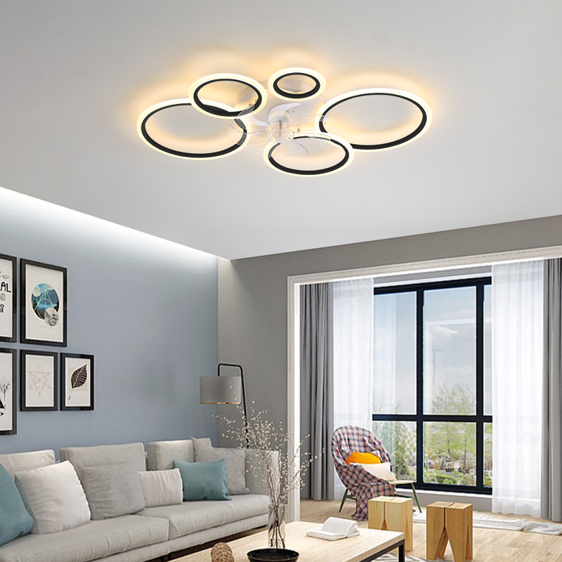 Ventilateur de plafond de 39 po avec lumières et télécommande, ventilateurs de plafond encastrés modernes pour chambre à coucher, salon, salle à manger