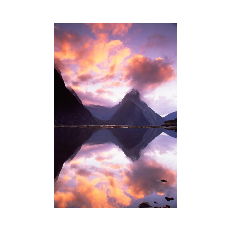 Mitre Peak at Sunset, Milford Sound, Fiordland National Park, New Zealand 1 Piece Wrapped Canvas Wall Art