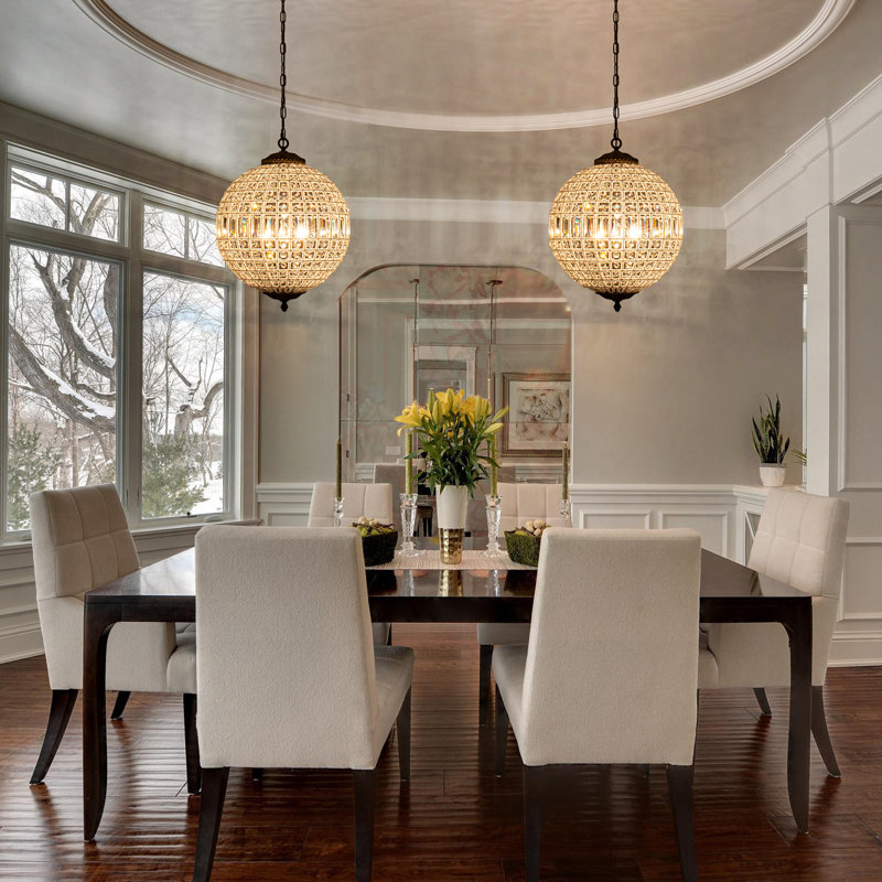 Ennu Dimmable Globe Chandelier, 22.8" H x 17.7" W x 17.7" D, Antique Brass