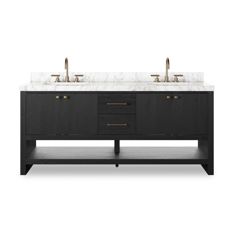 Anthem Double Vanity-Carrara Marble, Black
