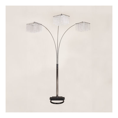 1pc Modern Design Classic Luxury Sleek Multi-head Floor Arc Lamp Crystal-like Accents Drape Living Room Curve Lamp