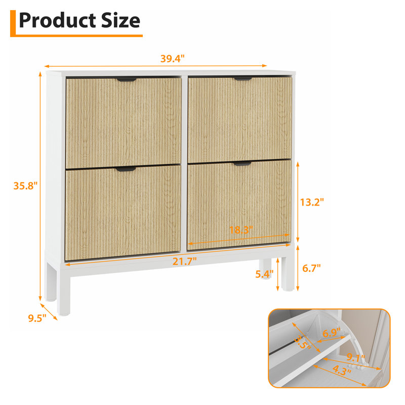 Shoe Storage Cabinet, Oak Wood