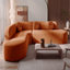 Canapé modulaire Basic, revêtement en tissu doux pour grand canapé, design courbé élégant avec trois coussins ronds-589570647